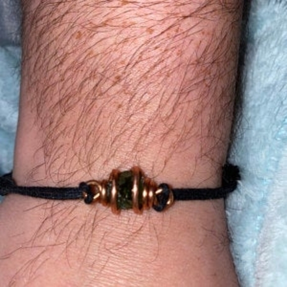 Raw Moldavite Wrapped in Copper Wire Bracelet - Picture 7 of 7